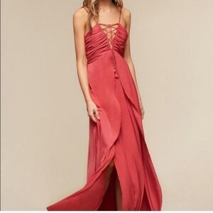 The Jetset Diaries Coral Maxi Dress xs lace up goddess